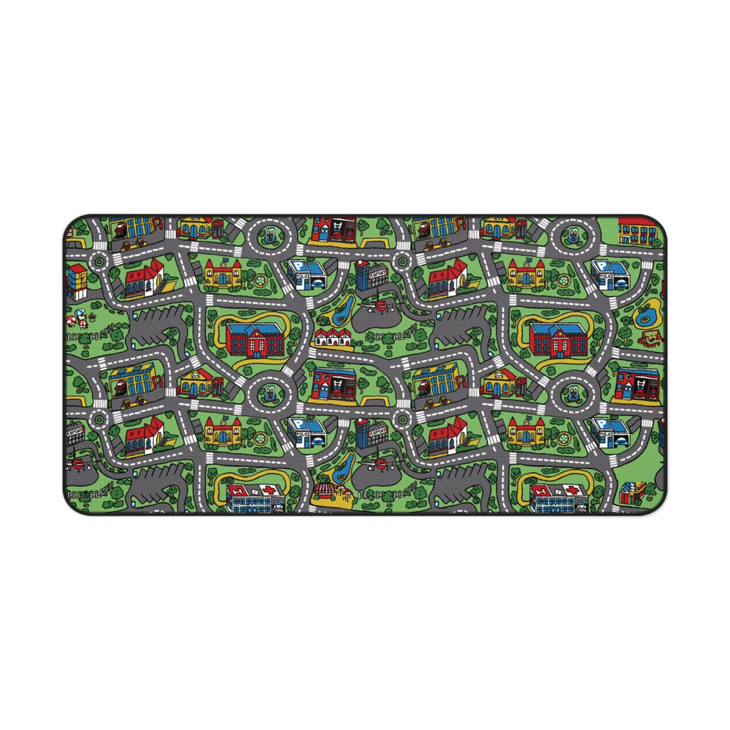 City Road Playmat Desk Mat — Kids’ Neon Town Gaming & Study Mousepad