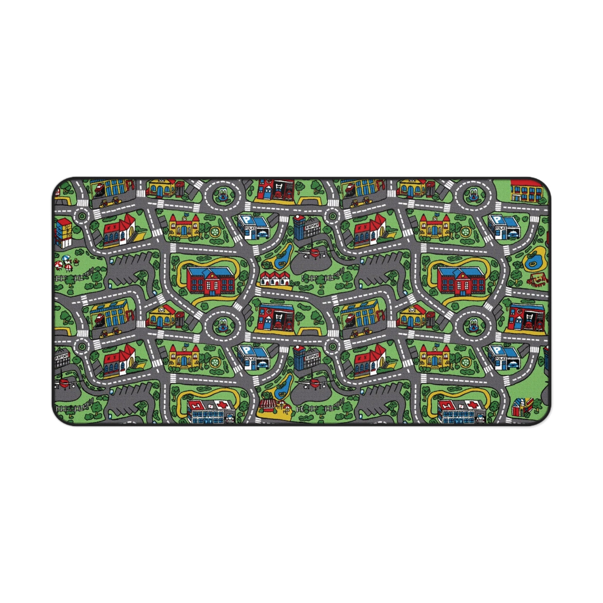 City Road Playmat Desk Mat — Kids’ Neon Town Gaming & Study Mousepad