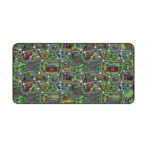 City Road Playmat Desk Mat — Kids’ Neon Town Gaming & Study Mousepad